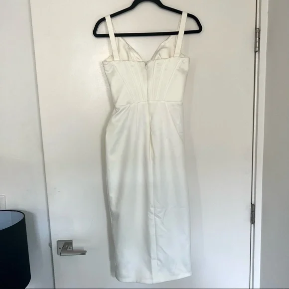 House of CB 'Faye' Ivory Satin Corset Midi Dress size small - Picture 10 of 14